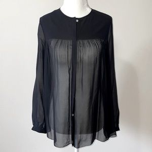 VINCE sheer button up long sleeve shirt
